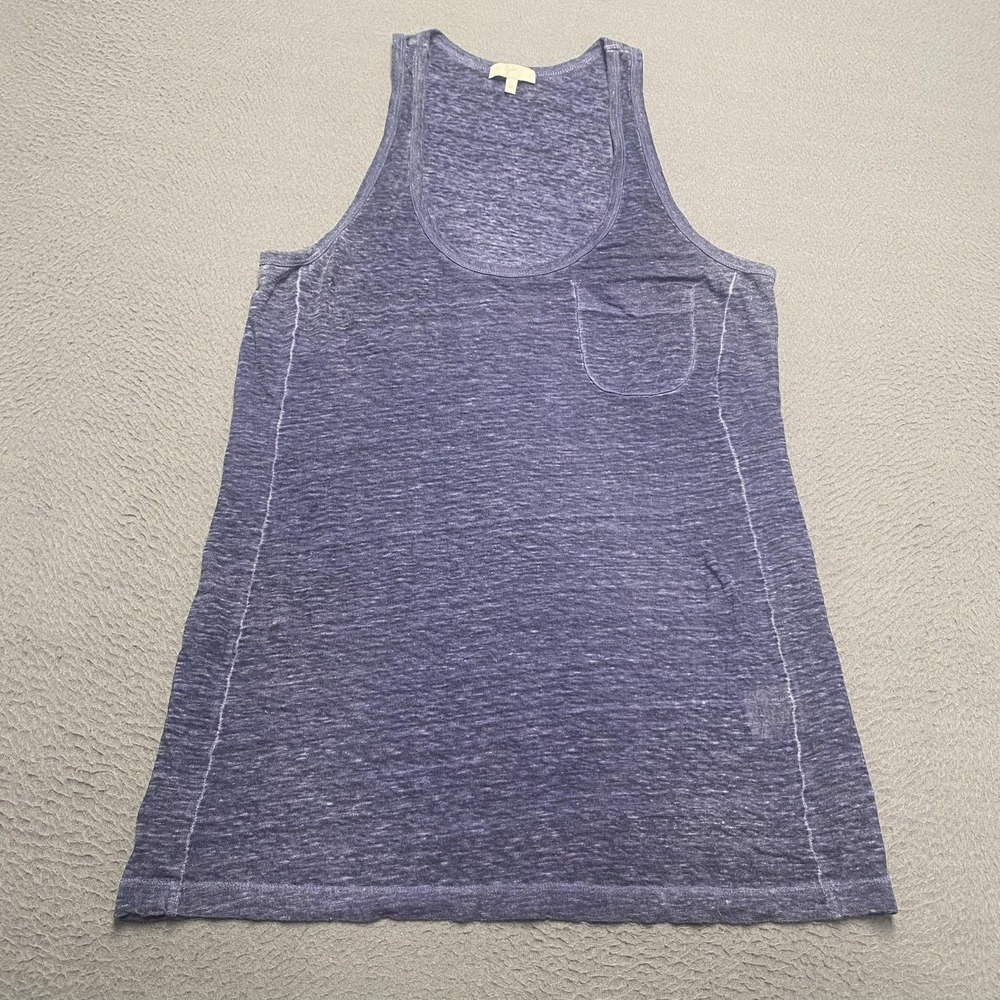 Joie Tank Top Womens Medium Blue Slub Linen Scoop Neck Racerback Pocket Casual